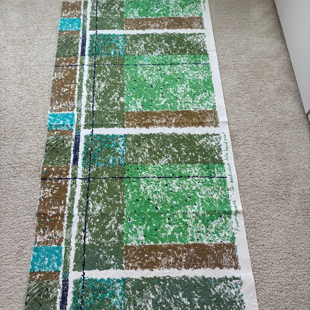 Lee Joffa vintage hand printed fabric piece titled "Foursquare"